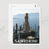 Carte Postale Statue de déesse à Santorin Grèce au café (Devant / Derrière)