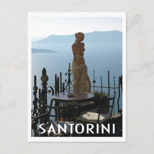 Carte Postale Statue de déesse à Santorin Grèce au café (Devant)