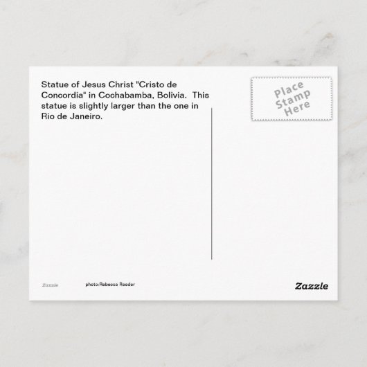 Carte Postale Statue de Jésus (Dos)