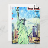 Carte postale (* Statue de la Liberté) (Devant / Derrière)