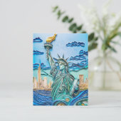 Carte Postale Statue de la Liberté au coucher du soleil (Debout devant)