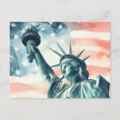 Carte Postale Statue de la Liberté avec drapeau américain (Devant)