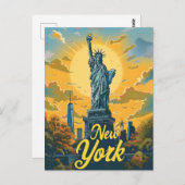 Carte Postale Statue de la Liberté de New York (Devant / Derrière)