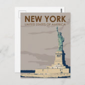 Carte Postale Statue de la Liberté de New York Rétro (Devant / Derrière)