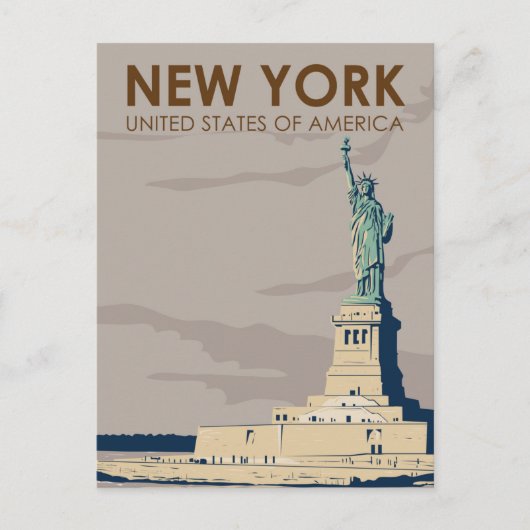 Carte Postale Statue de la Liberté de New York Rétro (Devant)