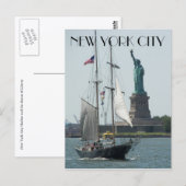 Carte Postale Statue de la Liberté du port de New York (Devant / Derrière)