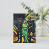 Carte Postale Statue de la Liberté entravée et arrêtée (Debout devant)