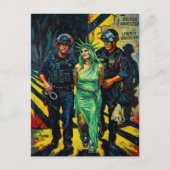 Carte Postale Statue de la Liberté entravée et arrêtée (Devant)