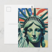 Carte Postale Statue de la Liberté et Drapeau américain New York (Devant / Derrière)