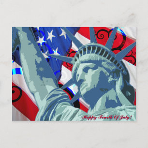 Carte Postale Statue de la Liberté et drapeau patriotique améric