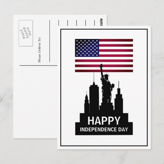 Carte Postale Statue de la Liberté, Fête de l'Indépendance (Devant / Derrière)