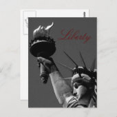 Carte Postale Statue de la Liberté Gris Rouge Script Post Card (Devant / Derrière)