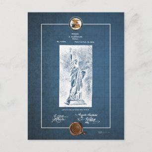 Carte Postale Statue de la Liberté Modèle de brevet Vintage