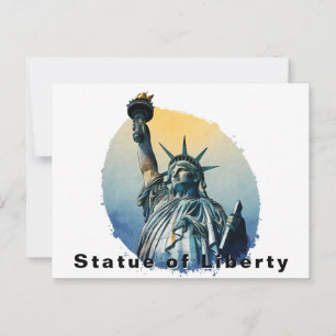 Carte Postale Statue de la Liberté, New York aquarelle