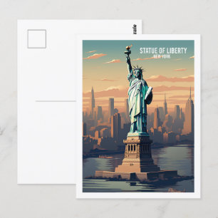 Carte Postale Statue de la Liberté New York Vintage voyage Place