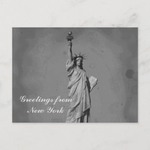 Carte Postale Statue de la Liberté Noir & Blanc NYC New York Cit