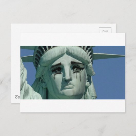 Carte Postale Statue de la Liberté pleurant (Devant / Derrière)