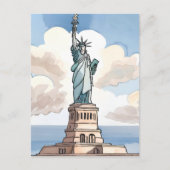 Carte Postale Statue de la Liberté | Point de repère aquarelle (Devant)