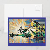 Carte Postale Statue de la Liberté salutation (Devant / Derrière)