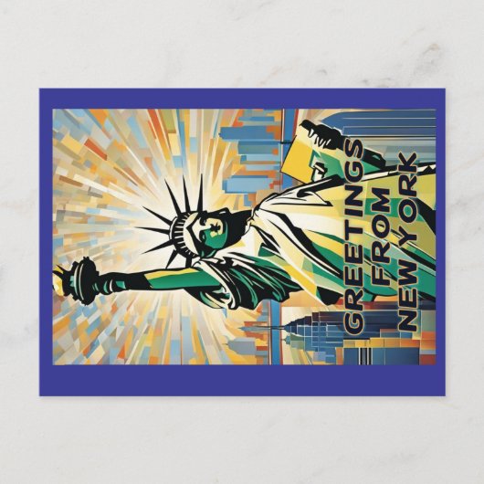 Carte Postale Statue de la Liberté salutation (Devant)