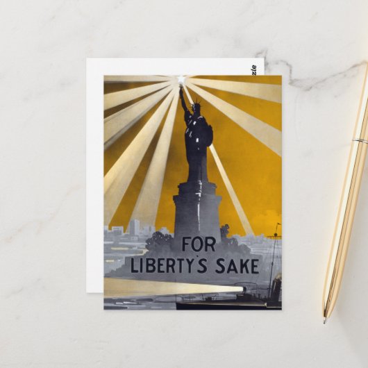 Carte Postale Statue de la Liberté Torch et de la Marine américa (Devant/Arrière en situation)
