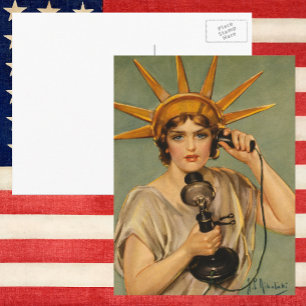Carte Postale Statue de la Liberté vintage, publicité de guerre