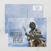 Carte Postale Statue de la plage du roi Neptune Virginia (Devant / Derrière)