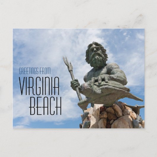 Carte Postale Statue de la plage du roi Neptune Virginia (Devant)