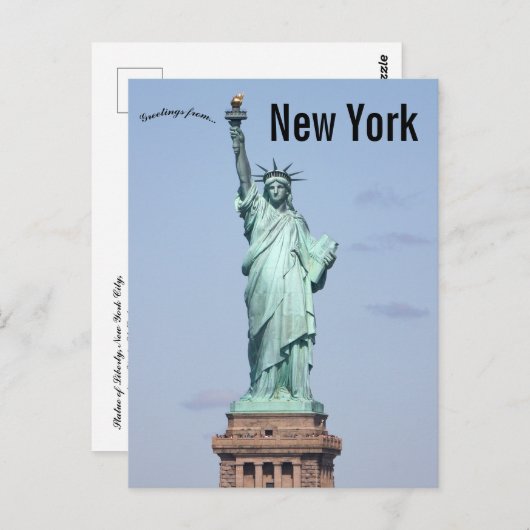 Carte Postale Statue De Liberty Blue Sky New York États-Unis (Devant / Derrière)