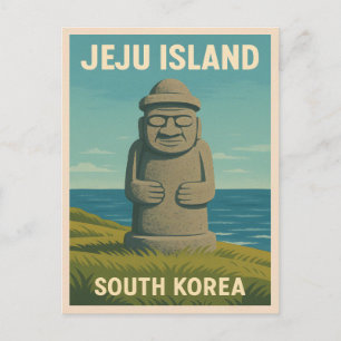 Carte Postale Statue de l'île de Jeju Vintage voyage Corée Retro