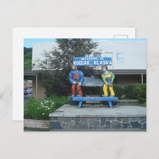 Carte Postale Statue De Poisson À Kodiak Alaska (Devant / Derrière)