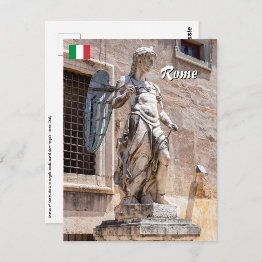 Carte Postale statue de San Michele dans le château Sant'Angelo  (Devant / Derrière)