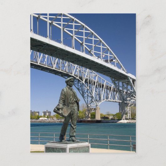 Carte Postale Statue de Thomas Edison de l'artiste local Mino (Devant)