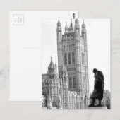 Carte Postale Statue de Winston Churchill à Londres (Devant / Derrière)