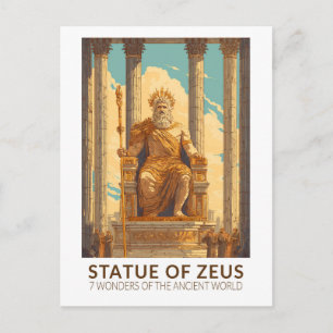 Carte Postale Statue de Zeus Sept Merveilles du Monde Vintage