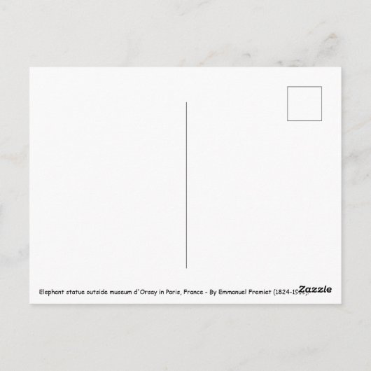 Carte Postale Statue d'éléphant devant le musée d'Orsay à Paris (Dos)