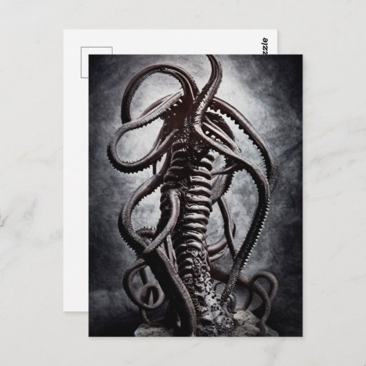 Carte Postale Statue déplaisante d'une entité Alien ancienne (Devant / Derrière)