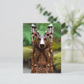 Carte Postale Statue d'ours en bois (Debout devant)