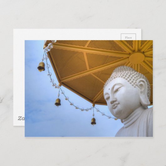 Carte Postale Statue du Bouddha dans Ciel Bleu, cloches paraplui (Devant / Derrière)