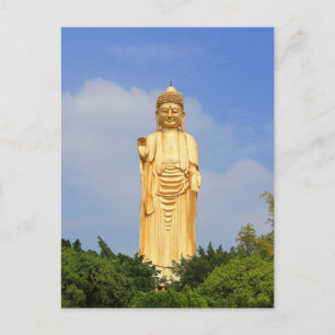 Carte Postale Statue Du Bouddha D'Or, Levée À La Main, Arbres