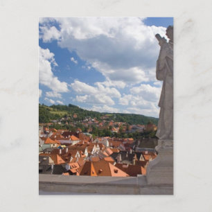 Carte Postale Statue Du Château Avec Vue Sur Cesky Krumlov