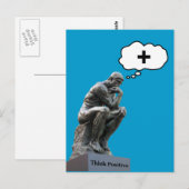 Carte Postale Statue du Penseur de Rodin - Pensez Positif (Devant / Derrière)