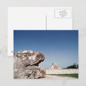 Carte Postale Statue du Serpent par pyramide au Mexique (Devant / Derrière)