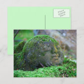 Carte Postale Statue du Temple japonais couvert par la mousse (Devant / Derrière)