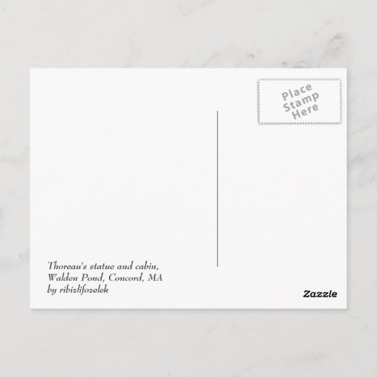 Carte Postale Statue et cabine de Thoreau (Dos)