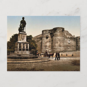 Carte Postale Statue et château du roi René, Angers, France cla