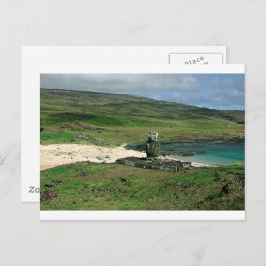 Carte Postale Statue Moai Anakena Beach Rapa Nui Île de Pâques (Devant / Derrière)