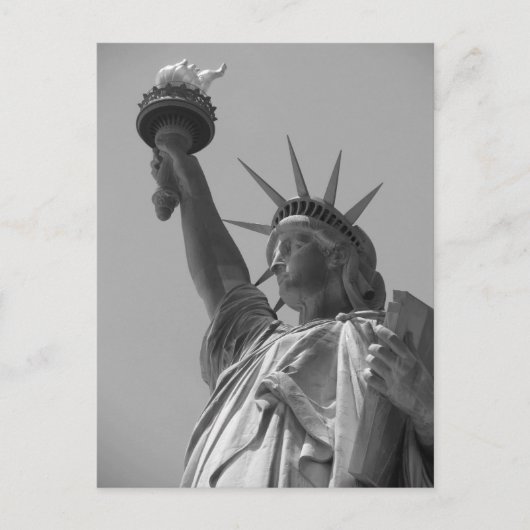 Carte Postale Statue noire et blanche de Liberty New York (Devant)