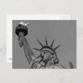 Carte Postale Statue noire et blanche de Liberty New York (Devant / Derrière)