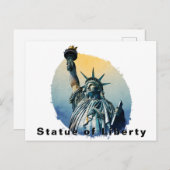 Carte Postale Statue of Liberty, New York Watercolor  (Devant / Derrière)